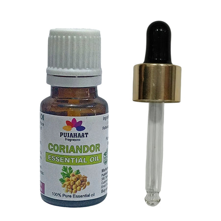 Pujahaat Coriander Essential Oil (Coriandrum sativum) Pure | Non-Sticky | Non-greasy | Natural & Undiluted | Therapeutic Grade Aromatherapy | Hair Care - Vegan & Cruelty free - 15 ml