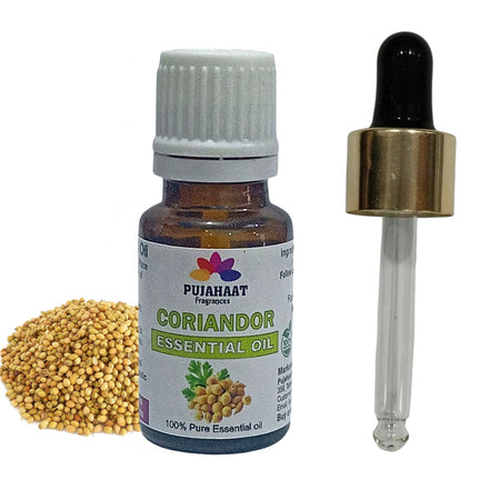 Pujahaat Coriander Essential Oil (Coriandrum sativum) Pure | Non-Sticky | Non-greasy | Natural & Undiluted | Therapeutic Grade Aromatherapy | Hair Care - Vegan & Cruelty free - 15 ml