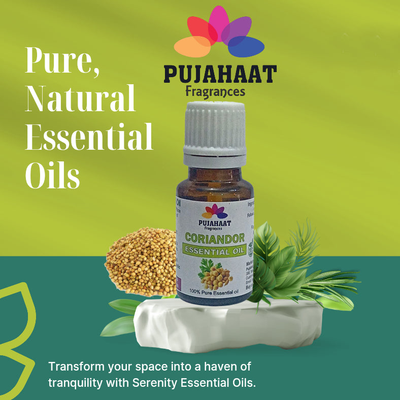 Pujahaat Coriander Essential Oil (Coriandrum sativum) Pure | Non-Sticky | Non-greasy | Natural & Undiluted | Therapeutic Grade Aromatherapy | Hair Care - Vegan & Cruelty free - 15 ml