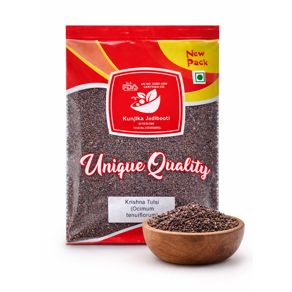 Kunjika Jadibooti Shyama Tulsi, Holy Tulsi, Krishna Tulsi, Tulsi, Holy Basil, Ocimum tenuiflorum Seeds (100 GM)
