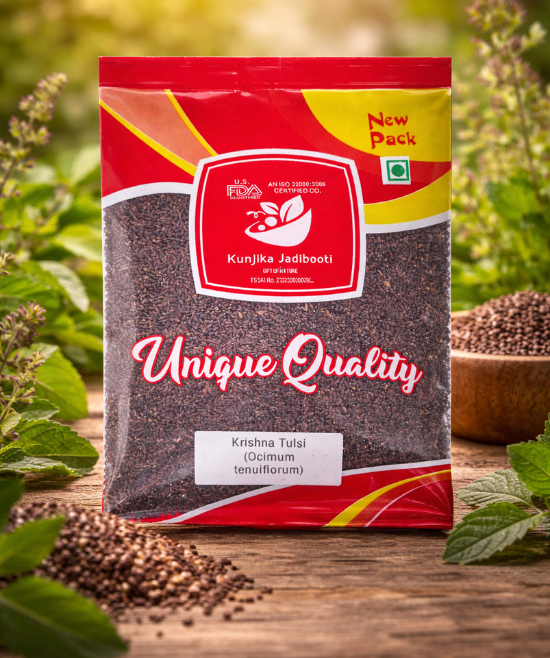 Kunjika Jadibooti Shyama Tulsi, Holy Tulsi, Krishna Tulsi, Tulsi, Holy Basil, Ocimum tenuiflorum Seeds (100 GM)
