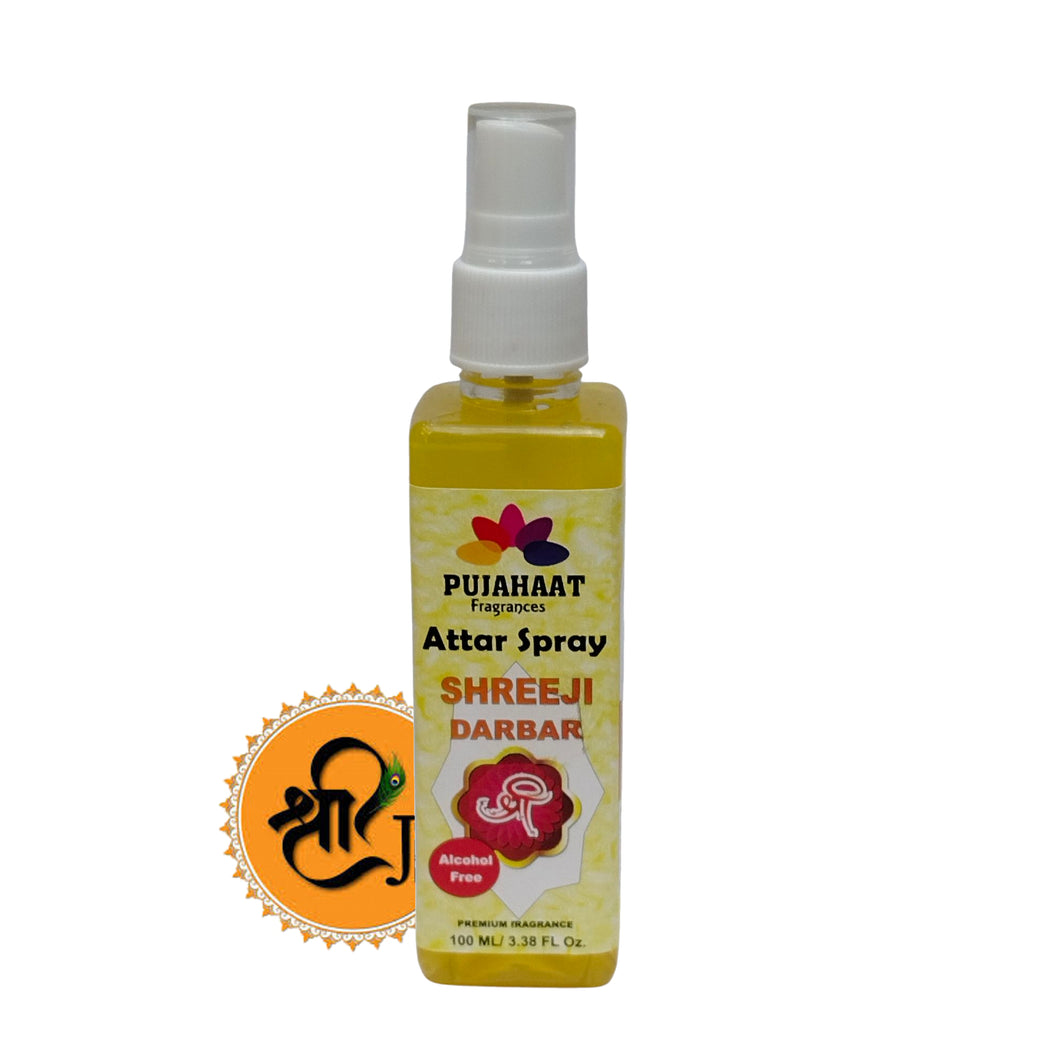 Pujahaat Premium Attar Spray | 100 ml Non Alcoholic Spray | Religious Mist | Air Freshener, Room Mist, Fabric & Linen Spray | Perfect for Prayers Rooms, Living Room, sofas, curtains, car - Shree ji Darbar