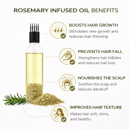 Kunjika Jadibooti Rosemary Leaves Dry 100 grms for Hair Growth Skin Care Herbal Tea Cooking Spice Dried Rosemary Patti Natural Ayurvedic Herb for Hair Oil Face DIY Pack with 100 ml Bottle with Mist spray and comb applicator.
