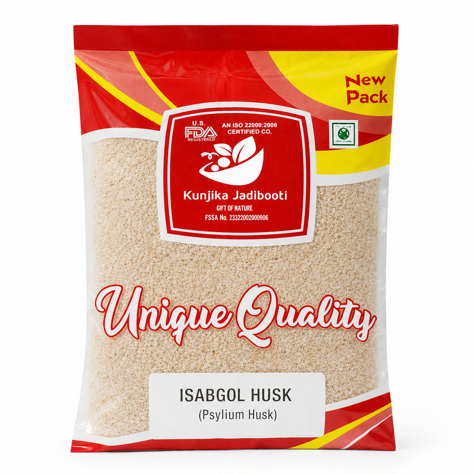 Kunjika Jadibooti Isabgol Bhusi Psyllium Husk High Fiber for Digestive Wellness, Isabgol Husk Natural Fiber Supplement for Gut Cleanse and Digestion - 100gms