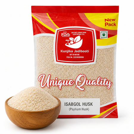 Kunjika Jadibooti Isabgol Bhusi Psyllium Husk High Fiber for Digestive Wellness, Isabgol Husk Natural Fiber Supplement for Gut Cleanse and Digestion - 100gms