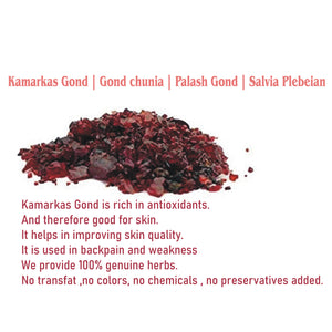 Kunjika Jadibooti Kamarkas Gond | Gond chunia | Palash Gond | Salvia plebeian | Butea monosperma | Kamarkas Gondh (100 GM)