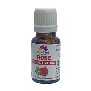Pujahaat Rose (Gulab Oil) Essential Oil Natural and Therapeutic Grade For Skin, Aromatherapy - Vegan & Cruelty free - 15 ml
