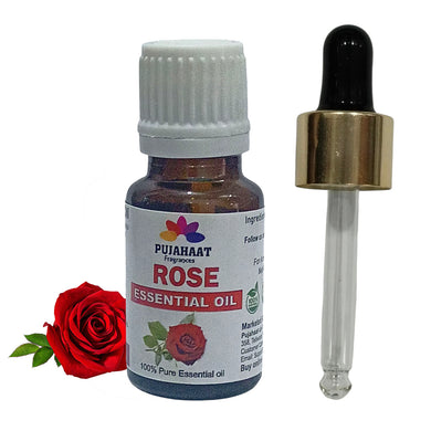 Pujahaat Rose (Gulab Oil) Essential Oil Natural and Therapeutic Grade For Skin, Aromatherapy - Vegan & Cruelty free - 15 ml