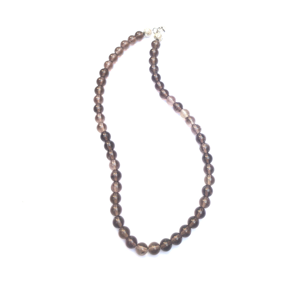 Smokey Quartz Crystal Round Beads Necklace 15 Inches 8mm Beads Semi precious Mala