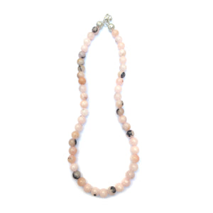 Pink Opal Crystal Round Beads Necklace 15 Inches 8mm Beads Semi precious Mala