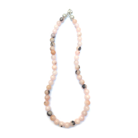 Pink Opal Crystal Round Beads Necklace 15 Inches 6 mm Beads Semi precious Mala