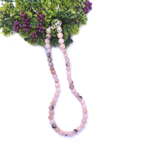 Pink Opal Crystal Round Beads Necklace 15 Inches 6 mm Beads Semi precious Mala