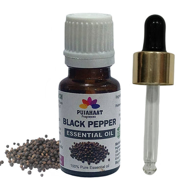 Pujahaat Black Pepper Essential Oil, 100% Pure & Undiluted Therapeutic Grade Oil for Radical Skin & Hair Growth, Piper Nigrum Oil For Aromatherapy & Massage - Vegan & Cruelty free - 15 ml