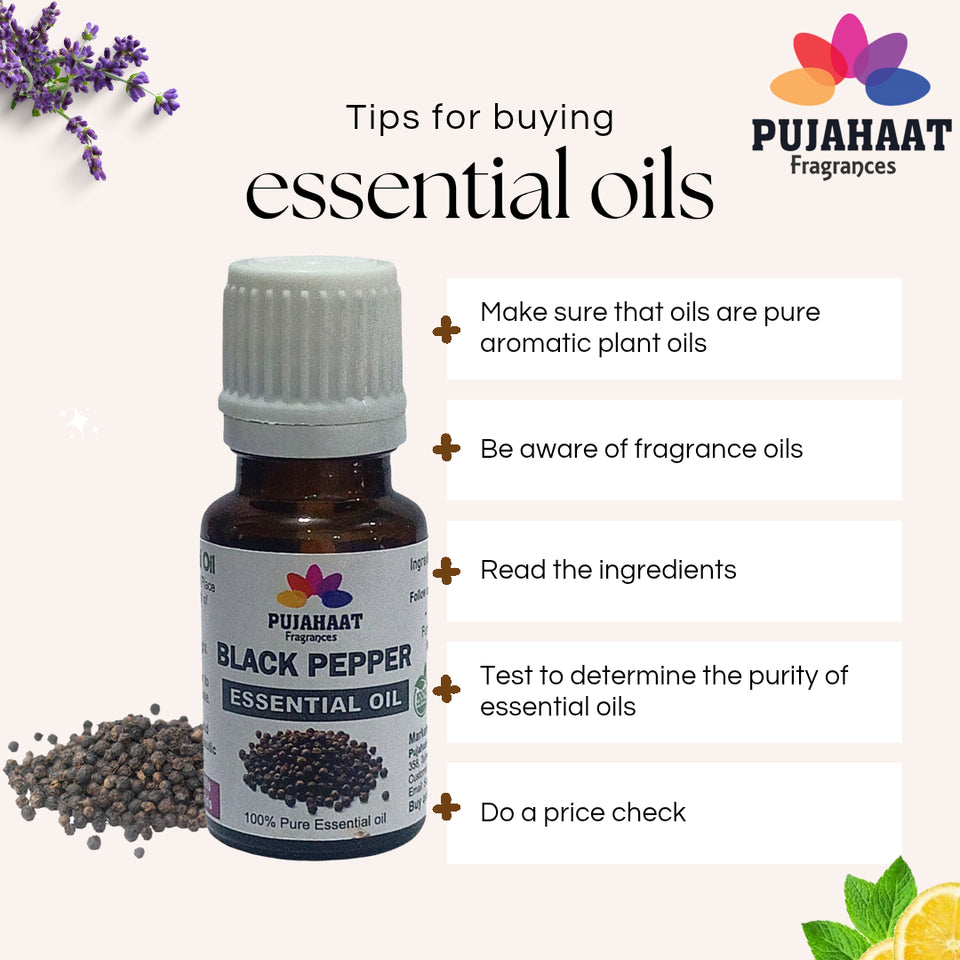 Pujahaat Black Pepper Essential Oil, 100% Pure & Undiluted Therapeutic Grade Oil for Radical Skin & Hair Growth, Piper Nigrum Oil For Aromatherapy & Massage - Vegan & Cruelty free - 15 ml