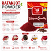 Kunjika Jadibooti Ratanjot Powder- Alkanna Tinctoria -Alkanet Root Powder - Pure & Natural 100 gm
