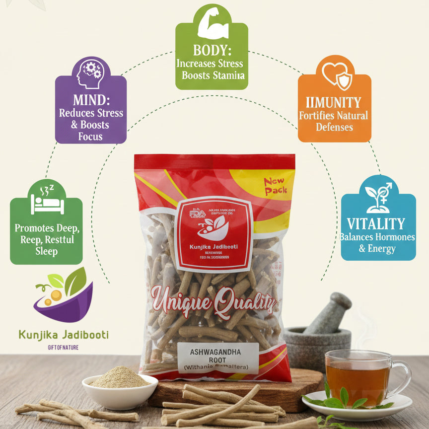 Kunjika Jadibooti Ashwagandha roots | Ashwagandha | Asgandh | Withania Somnifera | Indian Ginseng 100 Gram