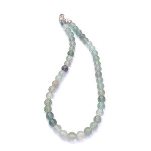 Green Fluorite Crystal Round Beads Necklace 15 Inches 8mm Beads Semi precious Mala