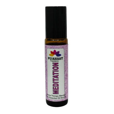 Pujahaat Meditation Aromatherapy Roll-on | Blend of Essential Oils |  Encourages a clear state of mind | Support a deeper mind-body | 10ml/0.33 fl oz - Meditation Roll-on