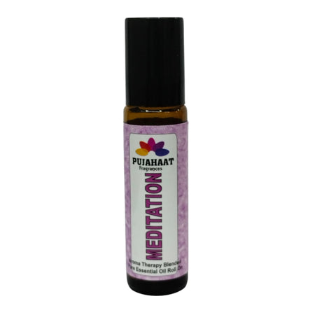 Pujahaat Meditation Aromatherapy Roll-on | Blend of Essential Oils |  Encourages a clear state of mind | Support a deeper mind-body | 10ml/0.33 fl oz - Meditation Roll-on