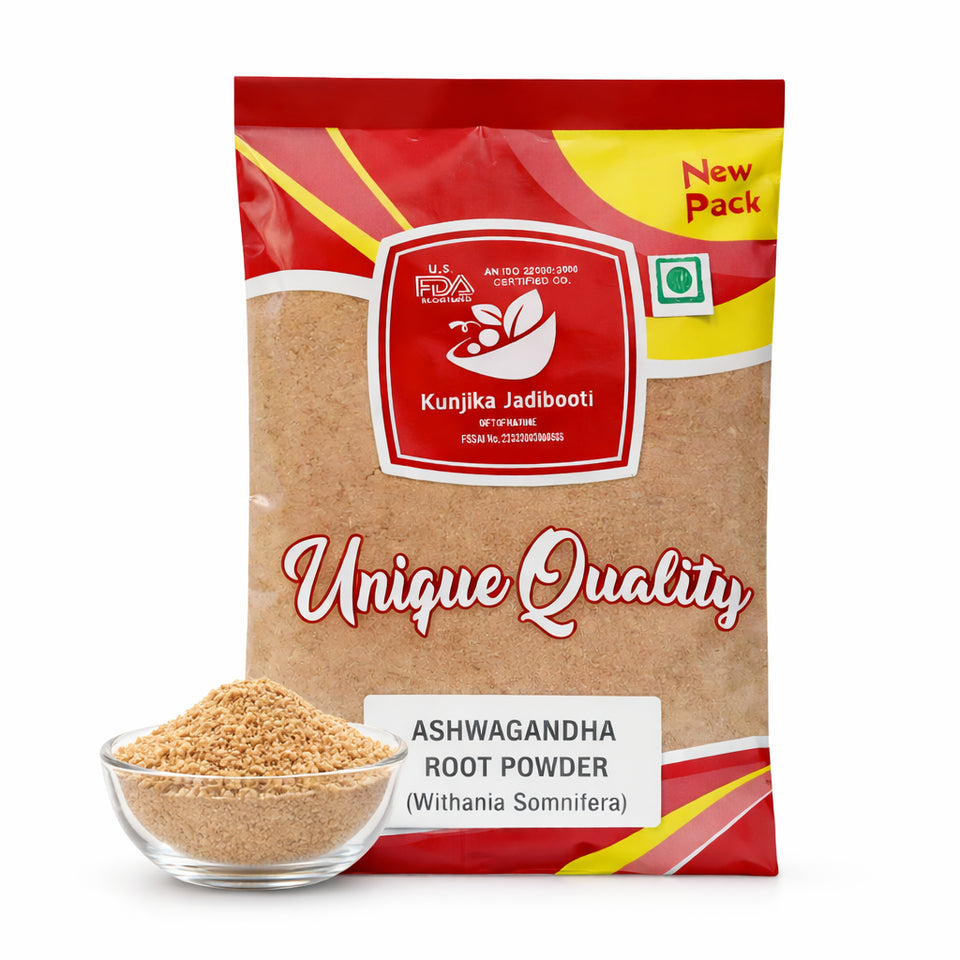 Kunjika Jadibooti Aswagandhada Powder, Ashwagandha root, Asvagandha, Aswaghanda, Aswagandha, Ashavagadha, Asvagangha, Withania somnifera, Boost Immunity - Pure & Natural 100 gm