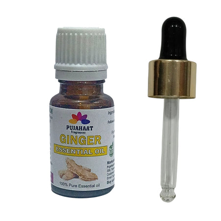 Pujahaat Ginger Essential Oil (Zingiber Officinale) 100% Pure & Natural Undiluted Essential Oil Organic Oil For Scalp, skin / Massage Oil Aromatherpy - Vegan & Cruelty free - 15 ml