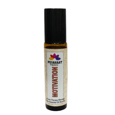 Pujahaat Motivation Aromatherapy Roll-on | Blend of Essential Oils | Promotes Feelings of Confidence, Courage and Belief, Counteracts Negative Emotions | 10ml/0.33 fl oz - Motivation Roll-on