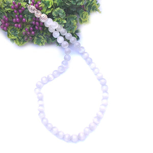 Selenite Crystal Round Beads Necklace 15 Inches 6 mm Beads Semi precious Mala