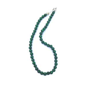 Malachite Crystal Round Beads Necklace 15 Inches, 8mm Beads (Semi-Precious Mala)