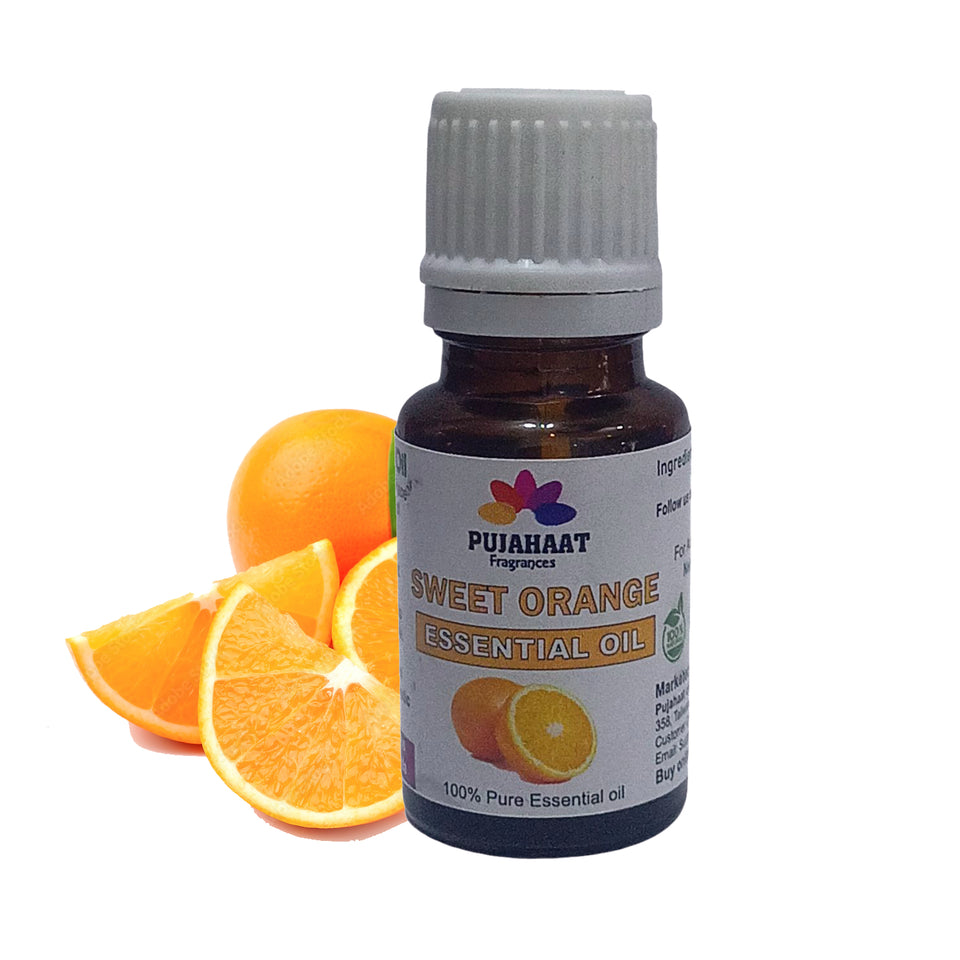 Pujahaat Sweet Orange Essential Oil Undiluted Pure And Natural Therapeutic Grade For Skin Care, Relief From Stress | Anxiety, Aromatherapy - Vegan & Cruelty free - 15 ml