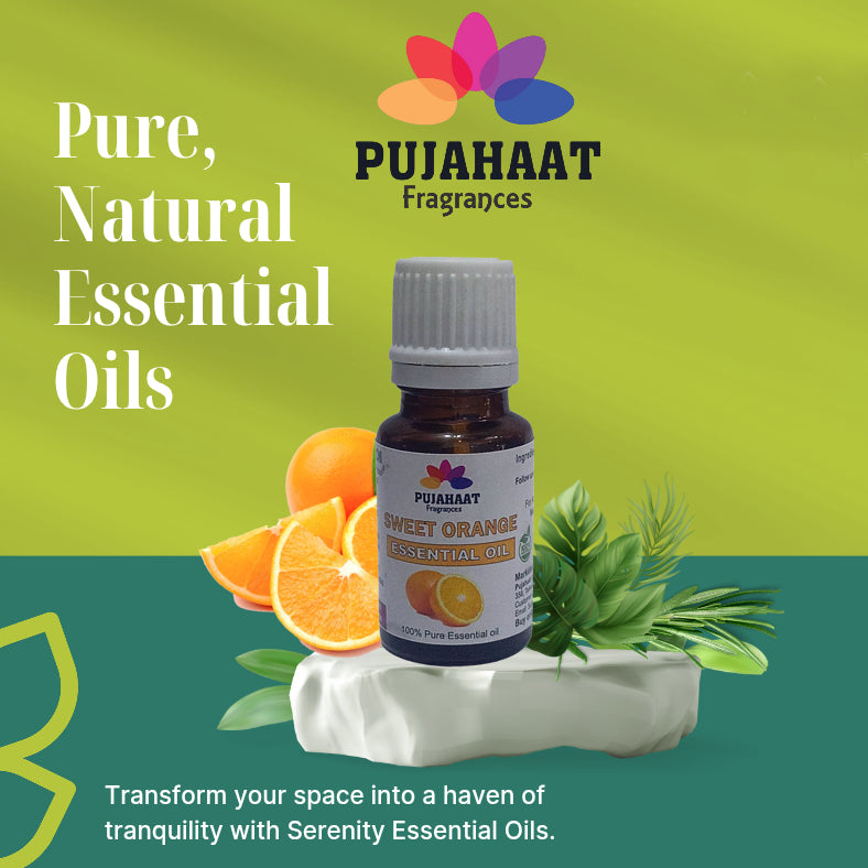 Pujahaat Sweet Orange Essential Oil Undiluted Pure And Natural Therapeutic Grade For Skin Care, Relief From Stress | Anxiety, Aromatherapy - Vegan & Cruelty free - 15 ml