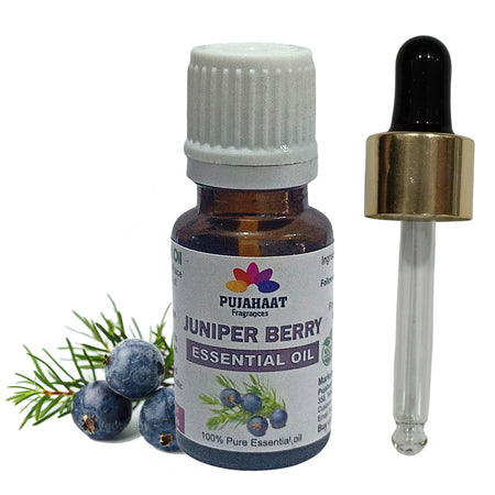 Pujahaat Juniper Berry Essential Oil |Therapeutic,Organic & Natural | Home Fragrance, Diffusers, Skin Care, Aromatherapy, Bath, Massage, Hair Care, Soap and Candle making - Vegan & Cruelty free - 15 ml