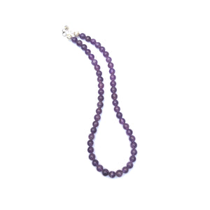 Amethyst Crystal Round Beads Necklace 15 Inches 8 mm Beads Semi precious Mala