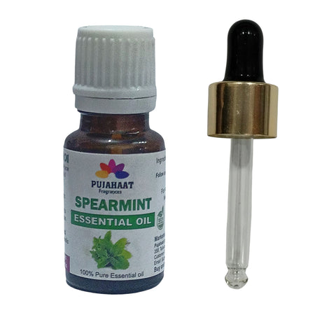 Pujahaat Spearmint Essential Oil | For Skin, Hair, Face & Body | Natural & Pure | Suitable for All Skin Types | Ideal for Aromatherapy | Therapeutic Grade - Vegan & Cruelty free - 15 ml