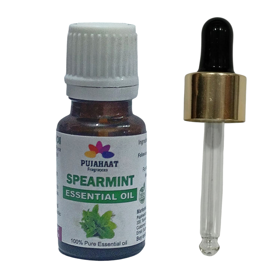 Pujahaat Spearmint Essential Oil | For Skin, Hair, Face & Body | Natural & Pure | Suitable for All Skin Types | Ideal for Aromatherapy | Therapeutic Grade - Vegan & Cruelty free - 15 ml