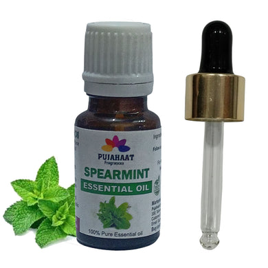 Pujahaat Spearmint Essential Oil | For Skin, Hair, Face & Body | Natural & Pure | Suitable for All Skin Types | Ideal for Aromatherapy | Therapeutic Grade - Vegan & Cruelty free - 15 ml