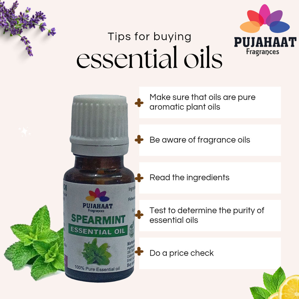 Pujahaat Spearmint Essential Oil | For Skin, Hair, Face & Body | Natural & Pure | Suitable for All Skin Types | Ideal for Aromatherapy | Therapeutic Grade - Vegan & Cruelty free - 15 ml