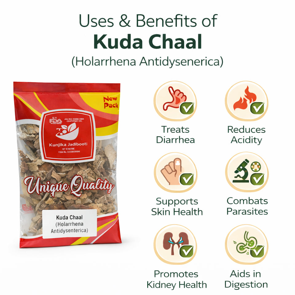 Kunjika Jadibooti Kuda Chhal - Kutaj Chal - Kutaja Chhal - Kuda Ki Chhal - Holarrhena Pubescens Bark 100 gm