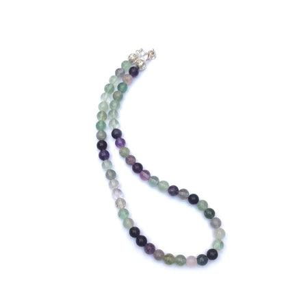Multi Fluorite Crystal Round Beads Necklace 15 Inches 6 mm Beads Semi precious Mala