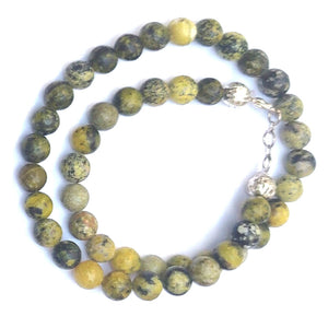 Serpentine Crystal Round Beads Necklace - 15 Inches, 8mm Beads (Semi-Precious Mala)