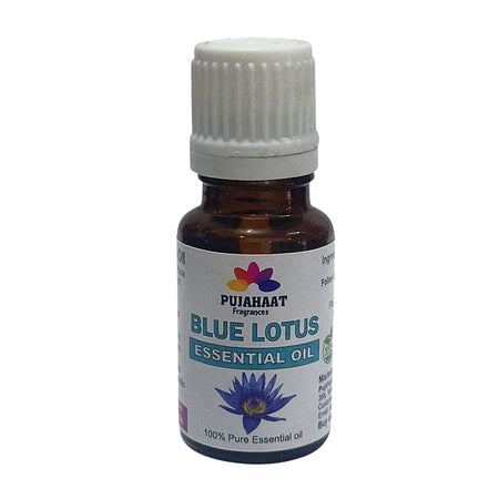 Pujahaat Blue Lotus Essential Oil |Therapeutic Grade, Pure & Natural | for Home, Diffusers, Skin, Aromatherapy, Bath, Massage, Humidifiers, Soap and Candle making - Vegan & Cruelty free - 15 ml
