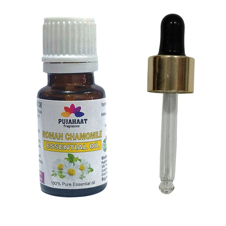 Pujahaat Roman Chamomile Essential Oil - Awesome for Stress Reduction and Sleep - Natural Moisturizer for Sensitive & Dry Skin - 100% Pure Therapeutic Grade for Aromatherapy - Vegan & Cruelty free - 15 ml