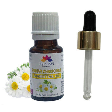 Pujahaat Roman Chamomile Essential Oil - Awesome for Stress Reduction and Sleep - Natural Moisturizer for Sensitive & Dry Skin - 100% Pure Therapeutic Grade for Aromatherapy - Vegan & Cruelty free - 15 ml
