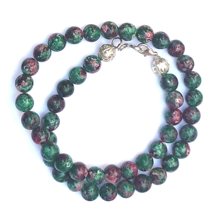Ruby zoisite Crystal Round Beads Necklace 15 Inches 6 mm Beads Semi precious Mala
