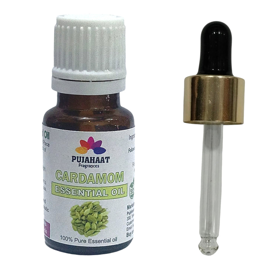 Pujahaat Cardamom Essential Oil | Pure, Therapeutic-Grade Essential Oil for Aromatherapy, Digestive Comfort & Stress Relief | Ideal for Diffusers & Personal Wellness - 15 ml