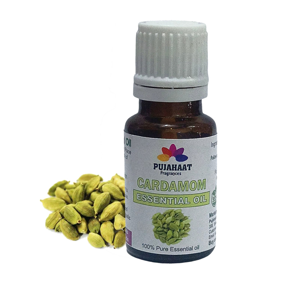 Pujahaat Cardamom Essential Oil | Pure, Therapeutic-Grade Essential Oil for Aromatherapy, Digestive Comfort & Stress Relief | Ideal for Diffusers & Personal Wellness - 15 ml