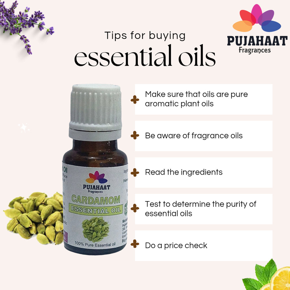Pujahaat Cardamom Essential Oil | Pure, Therapeutic-Grade Essential Oil for Aromatherapy, Digestive Comfort & Stress Relief | Ideal for Diffusers & Personal Wellness - 15 ml