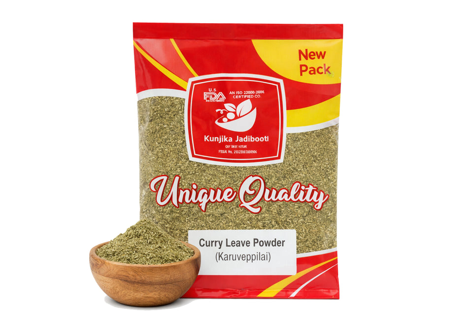 Kunjika Jadibooti Curry leaves Powder | Karuveppilai Powder | Kadi Patta Powder | Karibevu Powder for Hair & Eating (100 GM)