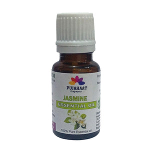 Pujahaat Jasmine Essential Oil 100% Pure & Natural for Healthy Skin Care, Face, helps Hair Growth, Diffuser Aromatherapy Fragrance & Massage Therapeutic-Grade - 15 ml