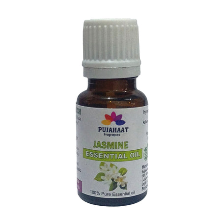 Pujahaat Jasmine Essential Oil 100% Pure & Natural for Healthy Skin Care, Face, helps Hair Growth, Diffuser Aromatherapy Fragrance & Massage Therapeutic-Grade - 15 ml
