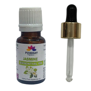 Pujahaat Jasmine Essential Oil 100% Pure & Natural for Healthy Skin Care, Face, helps Hair Growth, Diffuser Aromatherapy Fragrance & Massage Therapeutic-Grade - 15 ml